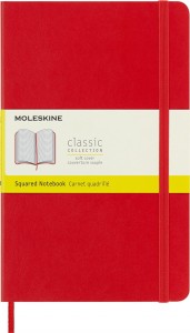 Notes MOLESKINE Classic L, 13x21cm, w kratkę, miękka oprawa, 192 strony, czerwony
