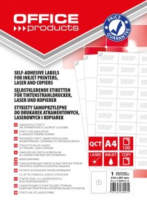 Etykiety OFFICE PRODUCTS, 210x297mm, białe, 100 ark.