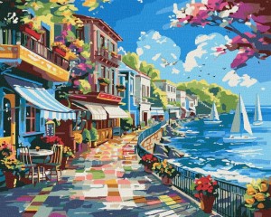 Malowanie po numerach IDEYKA, 40x50 cm, miasto nad oceanem, 1 szt., w pudełku
