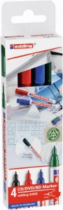 Marker do płyt CD/DVD/BD e-8400 EDDING, 0,5-1mm, 4 szt., mix kolorów