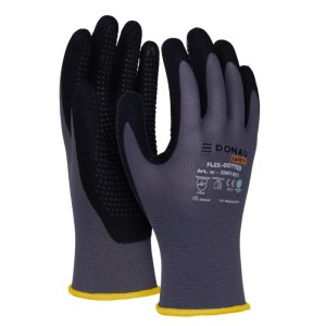 Rękawice DONAU SAFETY Flex-Dotted, kat. II, rozm. 8, szare