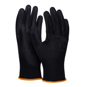 Rękawice DONAU SAFETY PU Black, kat. II, rozm. 7, czarne