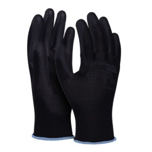 Rękawice DONAU SAFETY PU Black, kat. II, rozm. 9, czarne