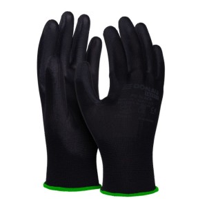 Rękawice DONAU SAFETY PU Black, kat. II, rozm. 11, czarne