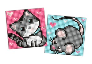 Diamentowa mozaika na naklejce IDEYKA, 9x9 cm, kids, szarzy przyjaciele, 2 szt.