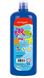 Farba akrylowa KEYROAD, 1000ml, butelka, niebieska