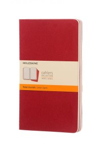 Zestaw 3 zeszytów MOLESKINE Cahier, L, 13x21cm, w linie, 80 stron, cranberry red