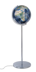 Globus TROIKA Sojus City Light, śr. 43cm, oświetlenie, metalowa podstawa, niebiesko-zielony
