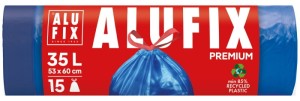 Worki na śmieci ALUFIX, z taśmą ściągającą, LDPE, 35l, 15 szt., niebieskie