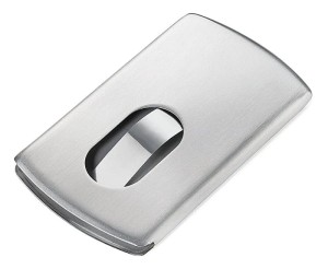 Etui na wizytówki TROIKA Slide, stalowe