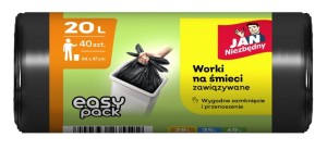 Worki na śmieci JAN NIEZBĘDNY HD Easy-Pack, 20l, 40szt., czarne