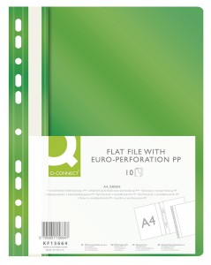 Skoroszyt Q-CONNECT, PP, A4, standard, 120/170mikr., wpinany, zielony
