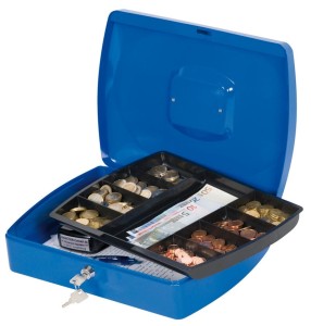 Kasetka na pieniądze Q-CONNECT, ekstra duża, 330x235x90mm, niebieska