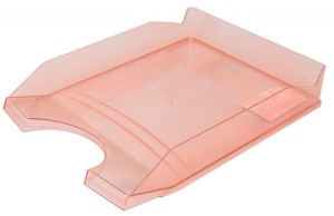 Szufladka na biurko OFFICE PRODUCTS, polistyren, A4, transparentna czerwona