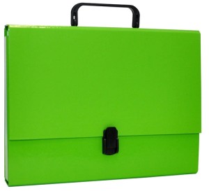 Teczka-pudełko OFFICE PRODUCTS, PP, A4/5cm, z rączką i zamkiem, jasnozielona