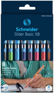 Zestaw długopisów SCHNEIDER Slider Basic, XB, Colours, 8 szt., miks kolorów