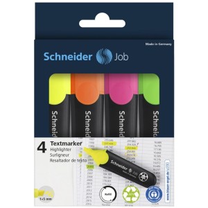 Zestaw zakreślaczy SCHNEIDER Job, 1-5 mm, 4 szt., miks kolorów