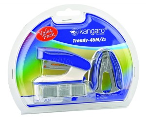 Zszywacz KANGARO Trendy-45M/Z3 + zszywki i rozszywacz, zszywa do 15 kartek, blister, niebieski