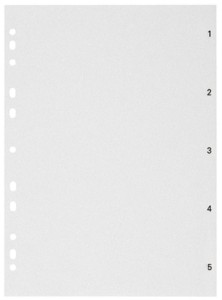 Przekładki kartonowe, A4, 1-5 kart., szare