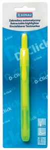 Zakreślacz automatyczny DONAU D-Click, 1-4mm (linia), blister, żółty
