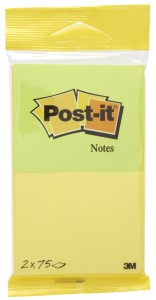 Karteczki samoprzylepne POST-IT® (6720-YG),76x63,5mm, 2x75 kart., zawieszka, żółto-zielone