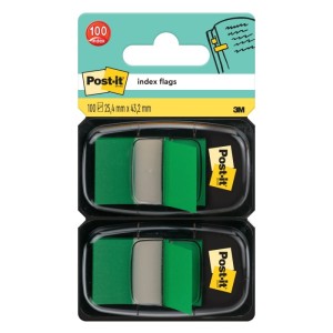 Zakładki indeksujące POST-IT® (680-G2EU), PP, 25,4x43,2mm, 2x50 kart., zielone