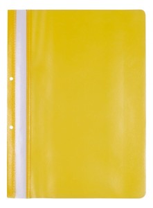 Skoroszyt OFFICE PRODUCTS, PP, A4, 2 otwory, 100/170mikr., wpinany, żółty