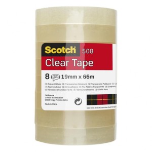 Taśma biurowa ekonomiczna SCOTCH® (508), 19mm, 66m, 8szt., transparentny żółty