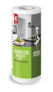 Ściereczki na rolce ANNA ZARADNA, 40 szt., białe, biały