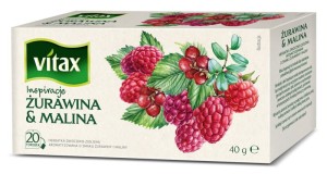 Herbata VITAX Inspirations, żurawina z maliną, 20 torebek