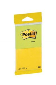 Karteczki samoprzylepne Post-it® (6720-YG), 76x63mm, 2x75 kart., żółte i zielone