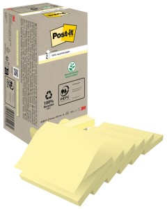 Karteczki samoprzylepne POST-IT® Recycled Z-Notes  (R330-1T), 76x76mm, 16x100 kart., żółty