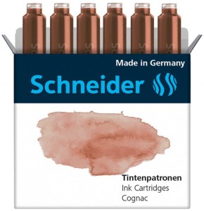 Naboje do piór SCHNEIDER, 6 szt., cognac / ciemnobrązowy