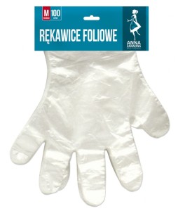 Rękawice foliowe ANNA ZARADNA, rozmiar M, 100 szt. na blistrze, bezbarwne