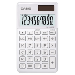 Kalkulator kieszonkowy CASIO SL-1000SC-WE-B, 10-cyfrowy, 71x120mm, biały
