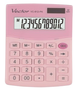 Kalkulator biurowy VECTOR KAV VC-812, 12-cyfrowy, 101x124mm, jasnoróżowy