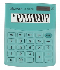 Kalkulator biurowy VECTOR KAV VC-812, 12-cyfrowy, 101x124mm, jasnozielony