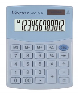 Kalkulator biurowy VECTOR KAV VC-812, 12-cyfrowy, 101x124mm, jasnoniebieski