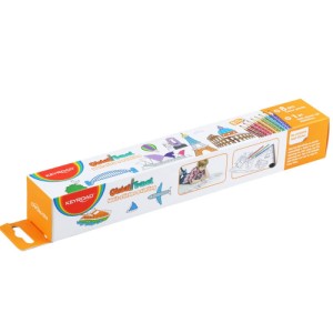 Naklejka na ścianę KEYROAD Global Travel, do kolorowania, 206x30cm + 8 kredek, mix kolorów