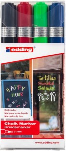 Marker kredowy e-4095 EDDING, 2-3 mm, 4 szt., mix kolorów