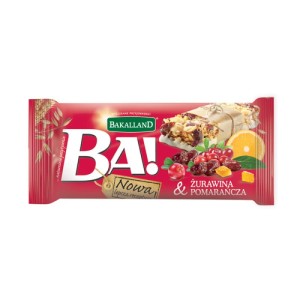Baton zbożowy Ba!, żurawina i pomarańcza, Bakalland, 40g
