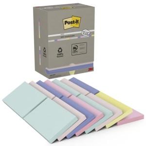 Karteczki samoprzylepne POST-IT® Recycled Notes, 76x127mm, 16x100 kart., pastelowe mix