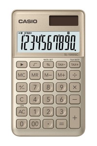 Kalkulator kieszonkowy CASIO SL-1000SC-GD-B, 10-cyfrowy, 71x120mm, kartonik, złoty