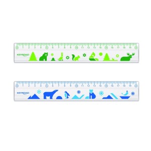 Linijka plastikowa KEYROAD, 20cm, transparentna z nadrukiem deco, zawieszka