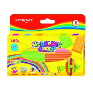 Plastelina KEYROAD, 6x30g, neon, pudełko, mix kolorów