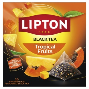 Herbata LIPTON czarna, owoce tropikalne, 20 piramidek