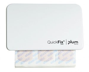 Dozownik PLUM QuickFix Uno, z wkładem plastrów elastycznych 45 szt., biały