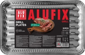 Tacki grillowe ALUFIX Fix-Grill, aluminiowe, prostokątne, 3 szt.