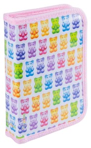 Piórnik szkolny GIMBOO, z wyposażeniem, 1 komora, 1 przekładka, Colorful Teddy Bears, pastelowy różowy