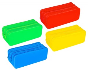 Piórnik silikonowy czterokomorowy GIMBOO, 200x80x75mm, mix kolorów